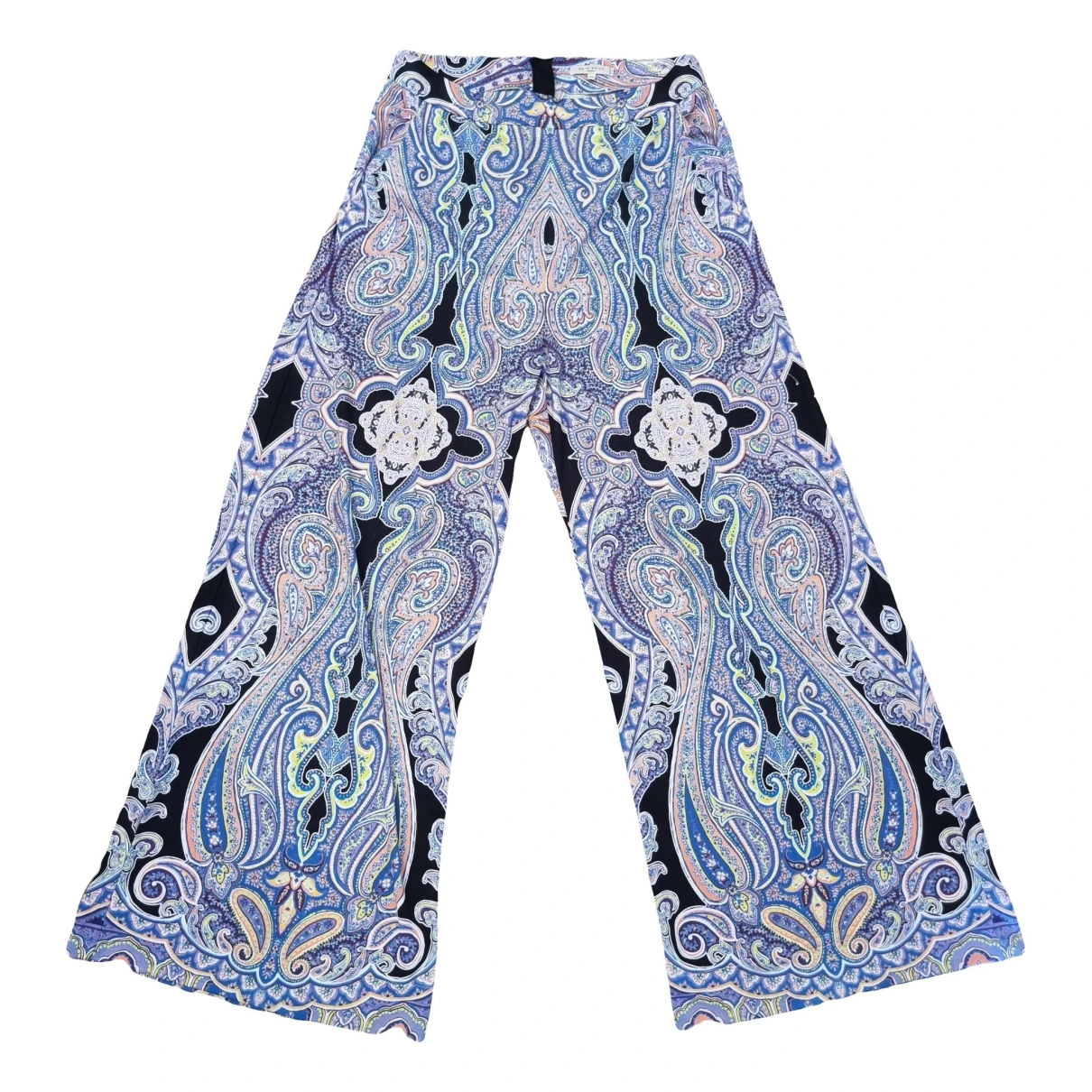 Pre-owned Etro Silk Straight Pants In Blue