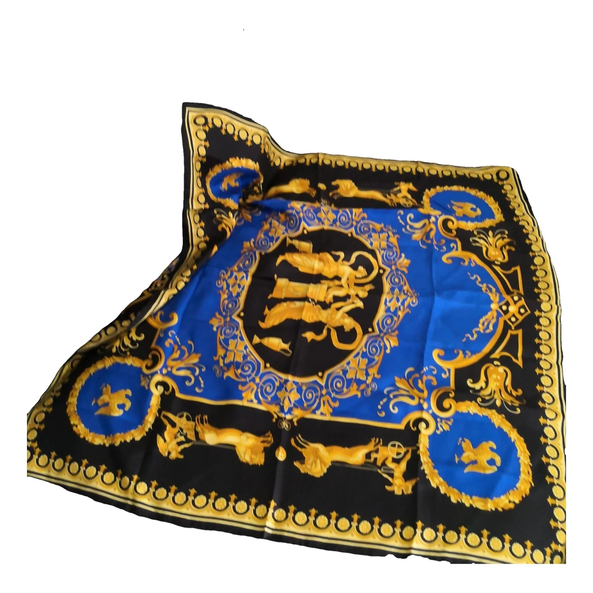 Pre-owned Versace Silk Scarf In Gold