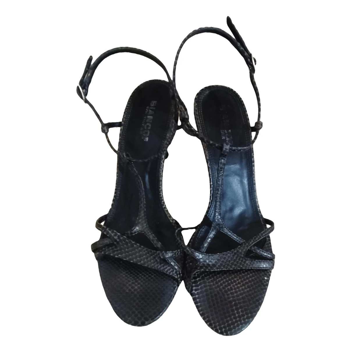 Pre-owned Bianco Leather Sandals In Black