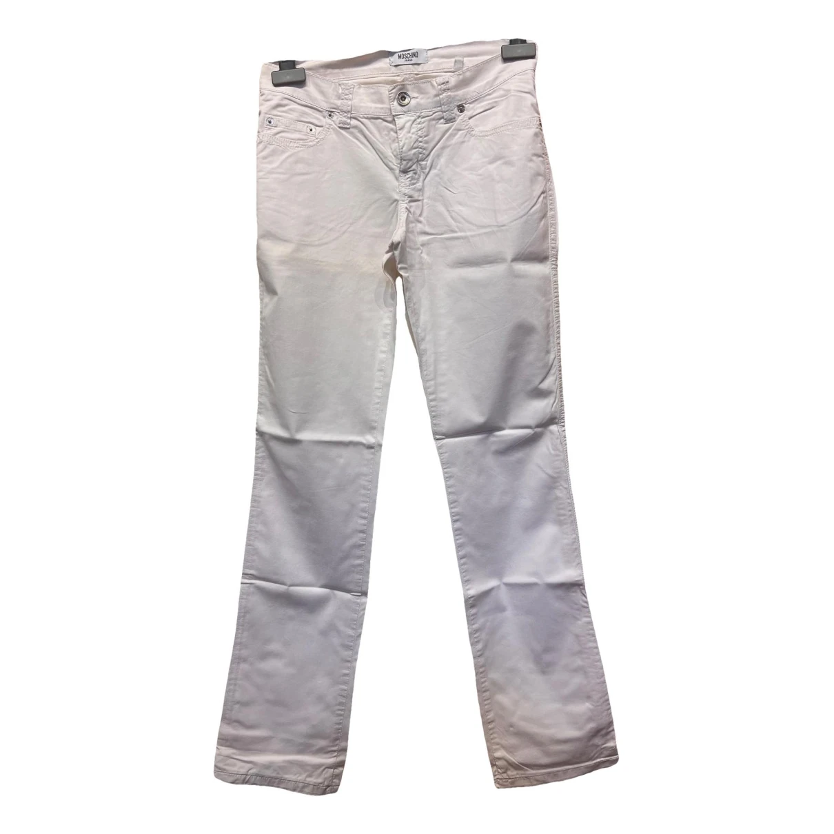 Pre-owned Moschino Trousers In White