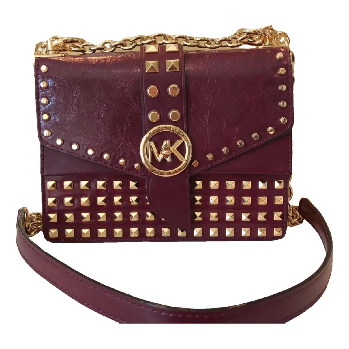 Pre-owned Michael Kors Leather Crossbody Bag In Burgundy