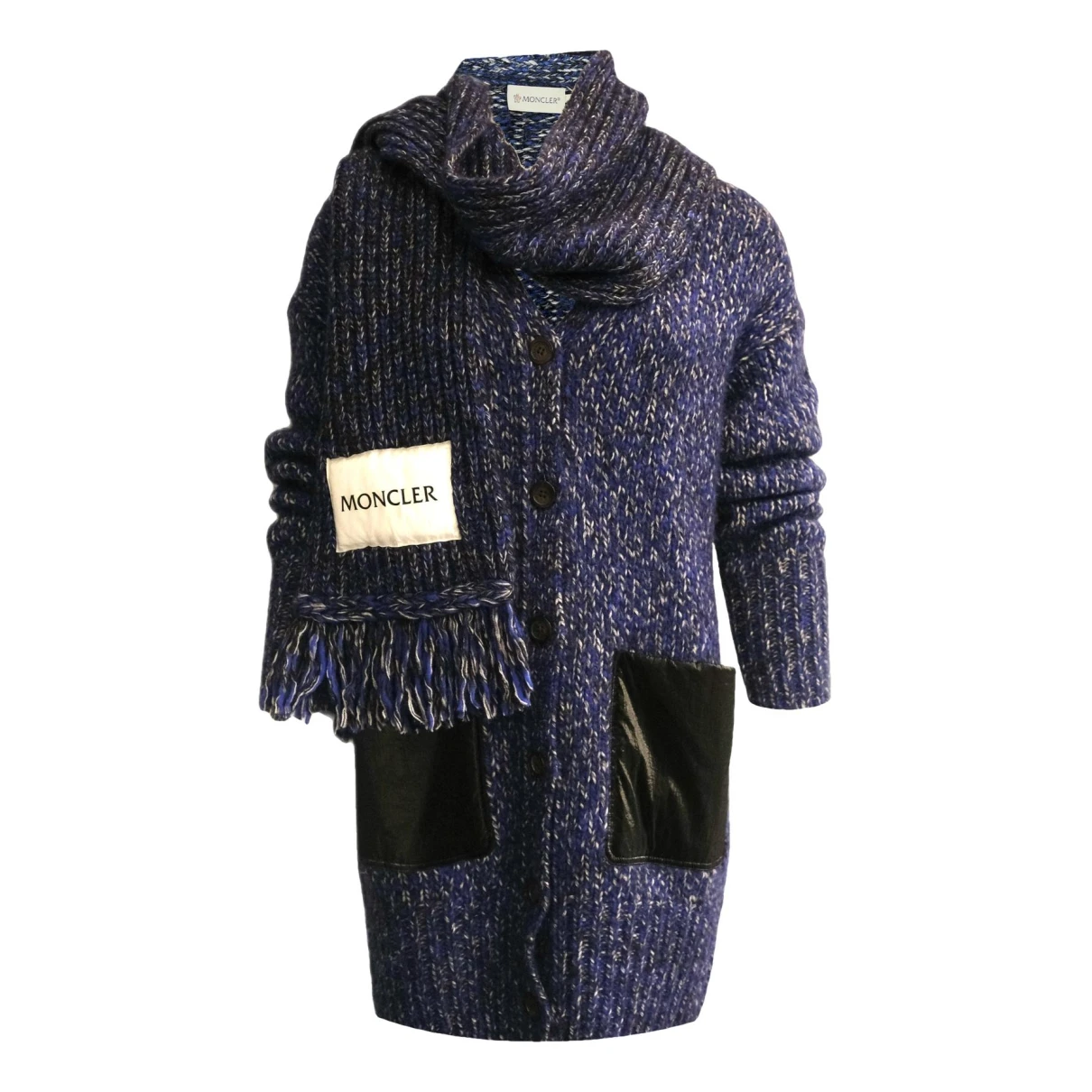 Pre-owned Moncler Wool Cardigan In Blue