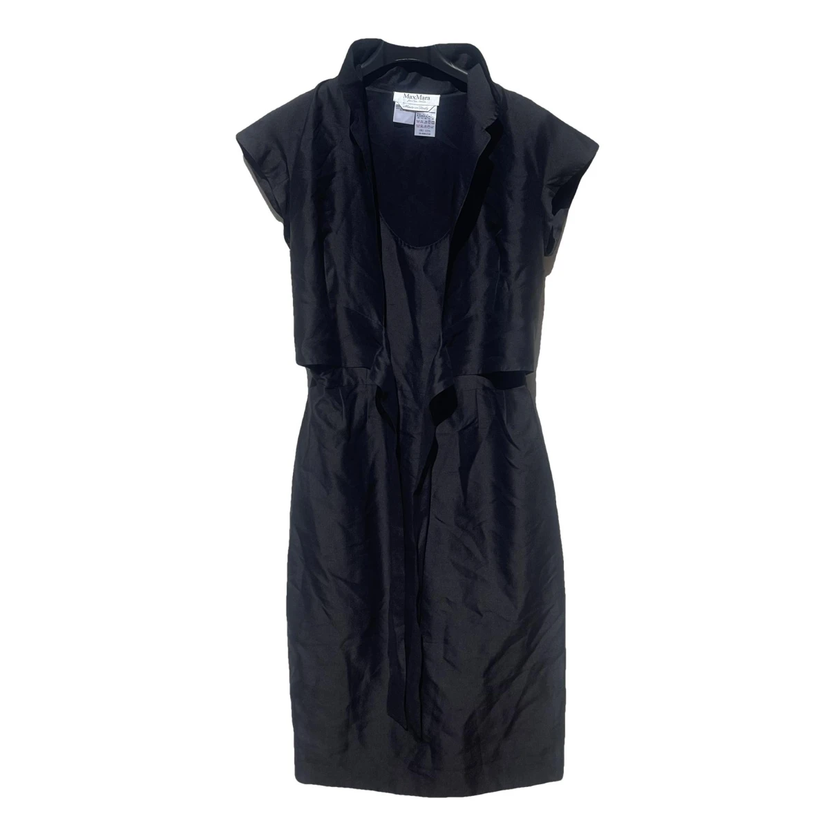 Pre-owned Max Mara Silk Mid-length Dress In Black