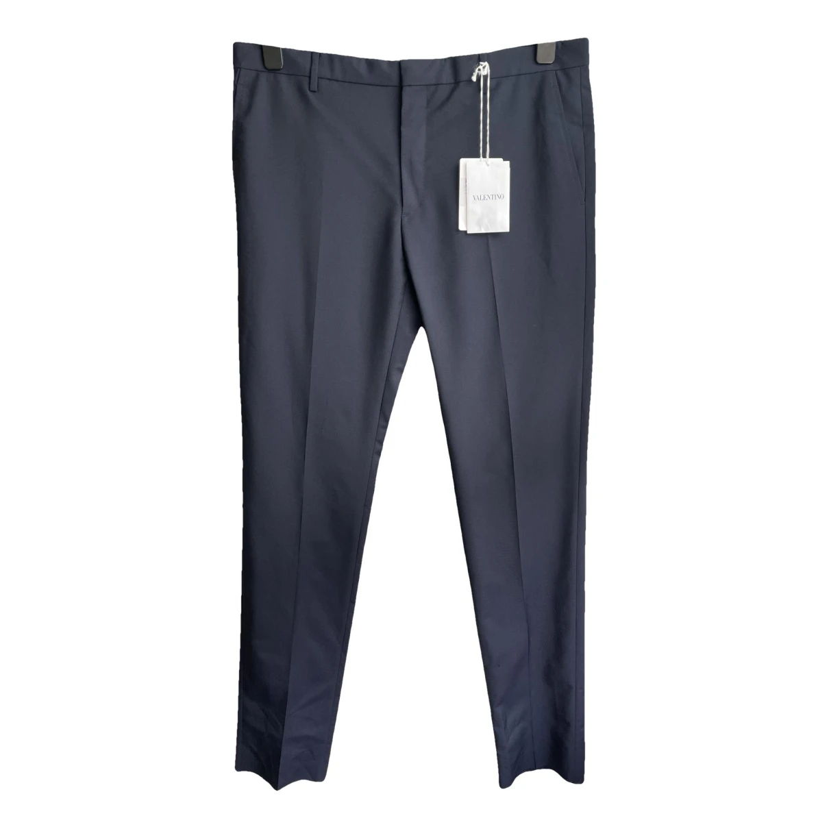 Pre-owned Valentino Wool Trousers In Navy