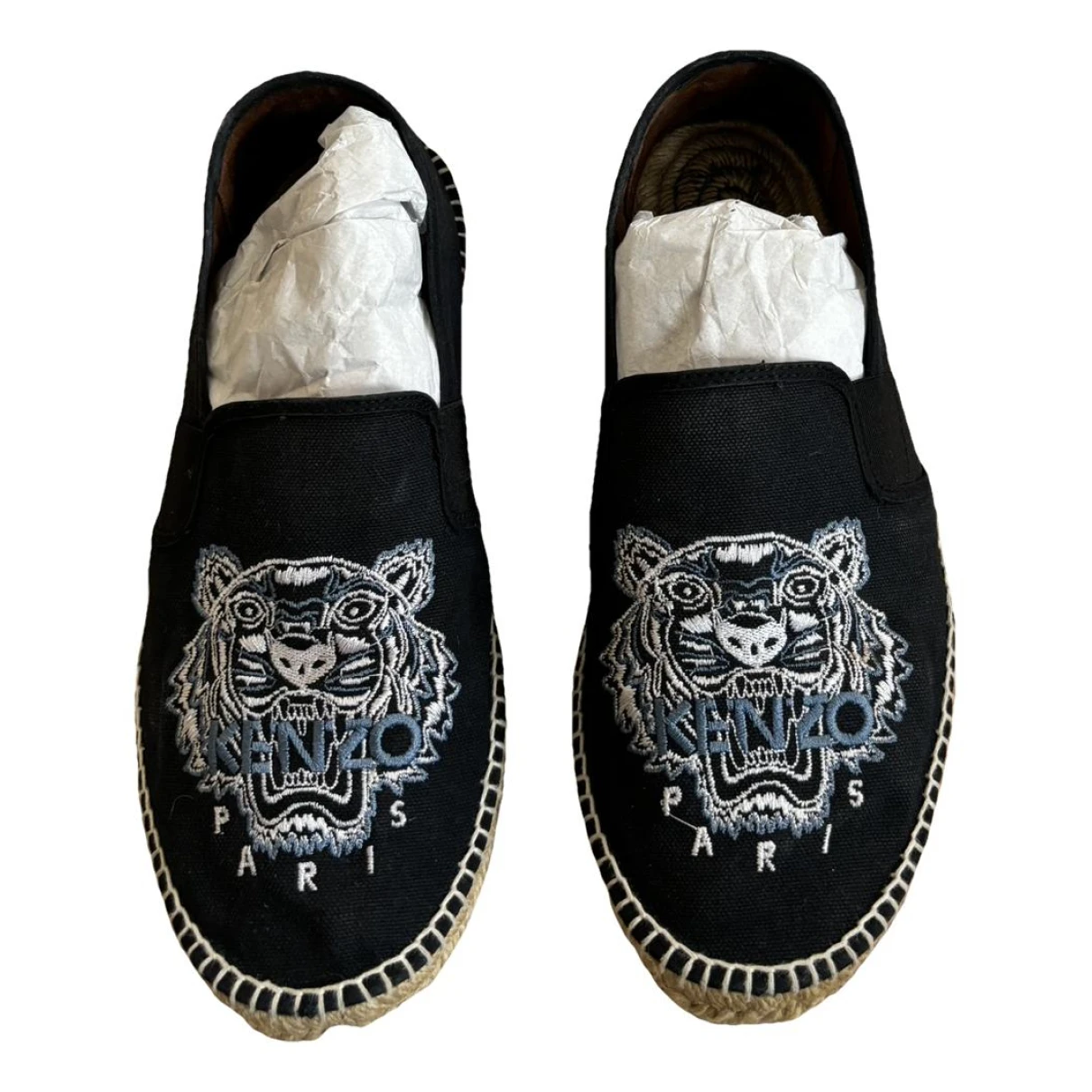 Pre-owned Kenzo Tiger Cloth Espadrilles In Black