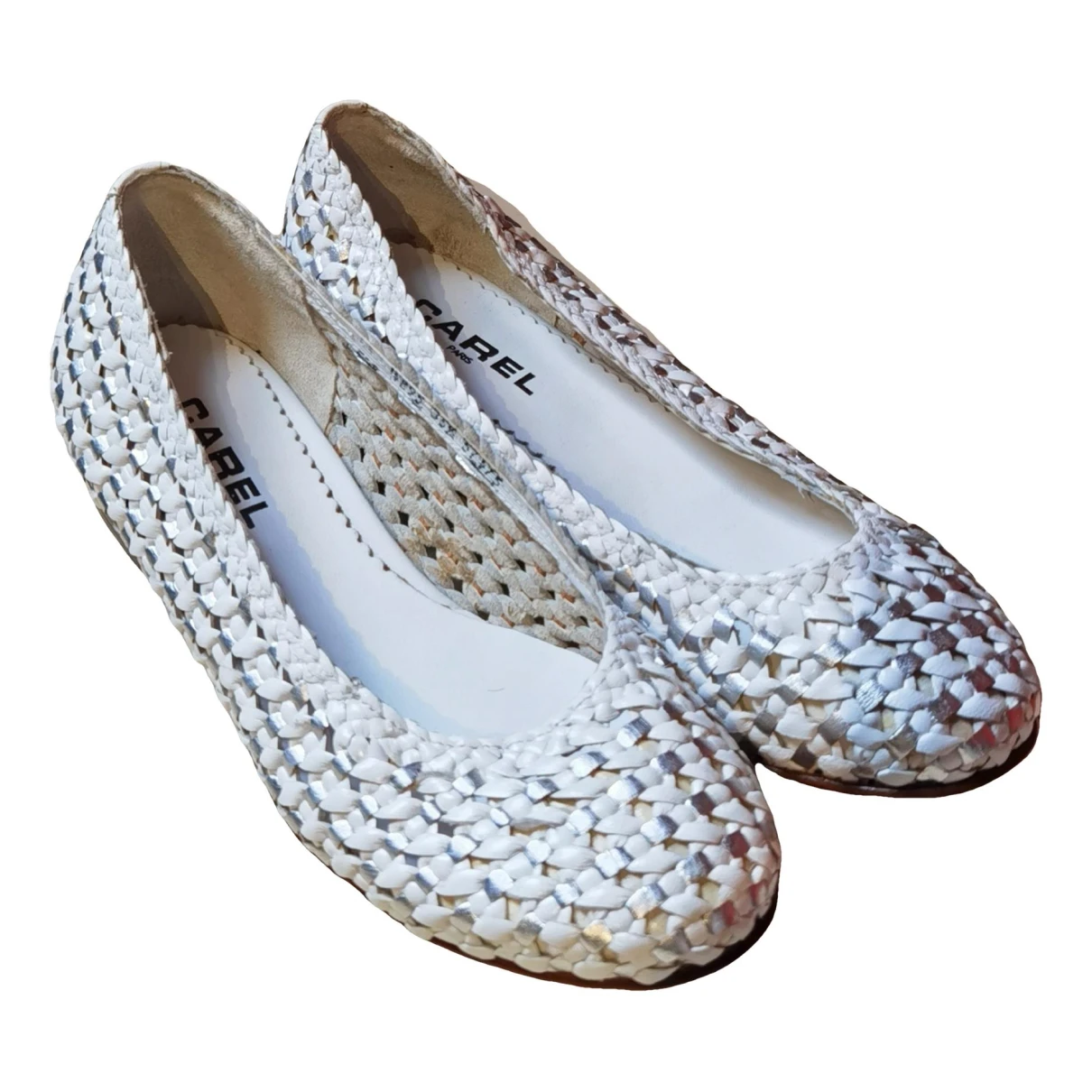 Pre-owned Carel Leather Ballet Flats In Silver