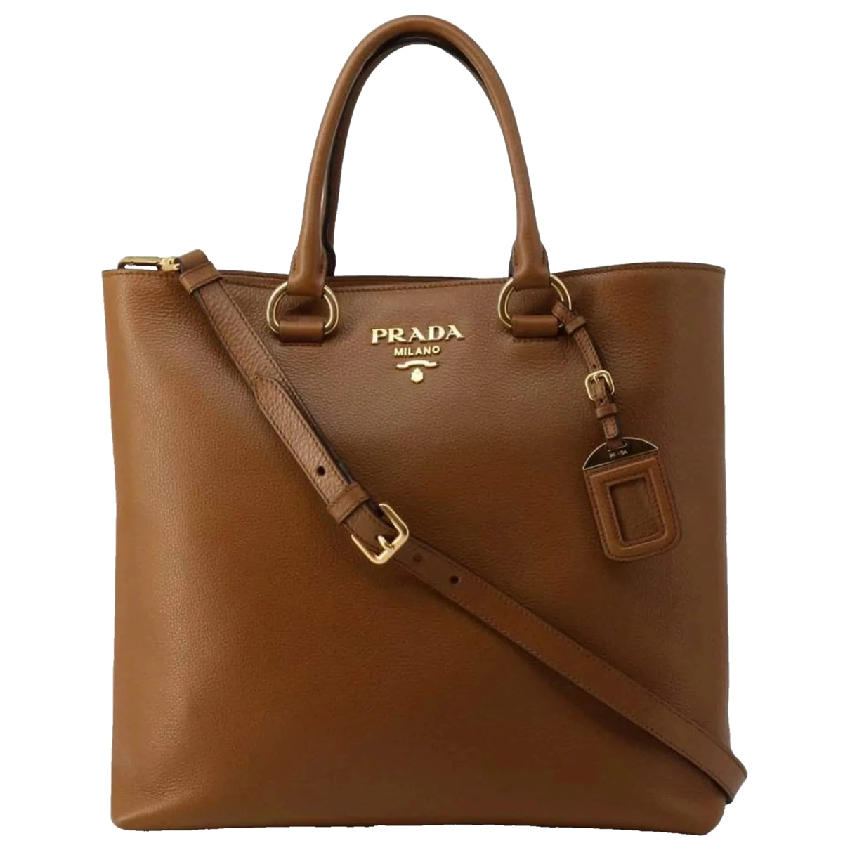 Pre-owned Prada Tessuto Leather Tote In Brown