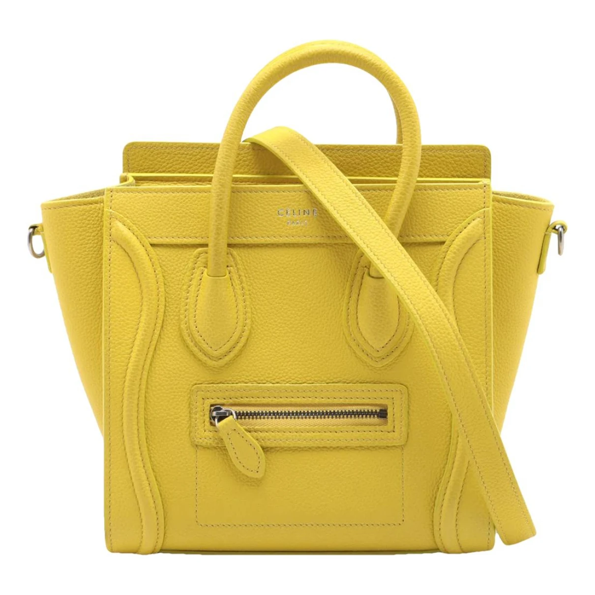 Pre-owned Celine Luggage Leather Crossbody Bag In Yellow