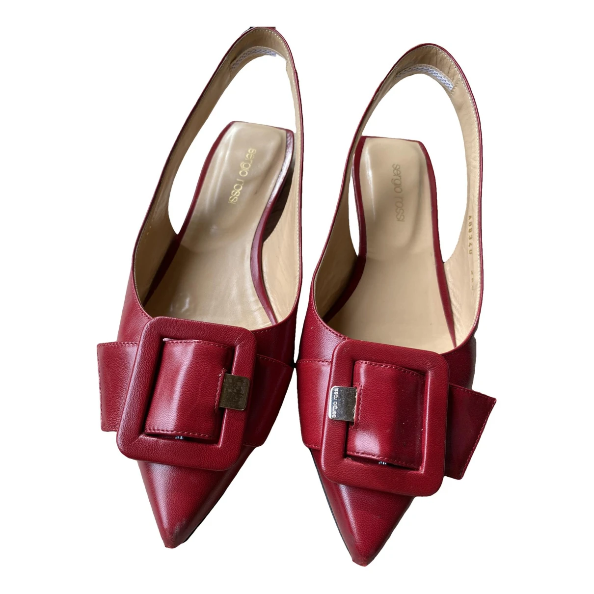Pre-owned Sergio Rossi Leather Ballet Flats In Red