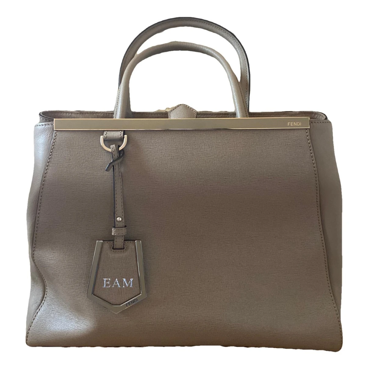Pre-owned Fendi 2jours Leather Tote In Beige