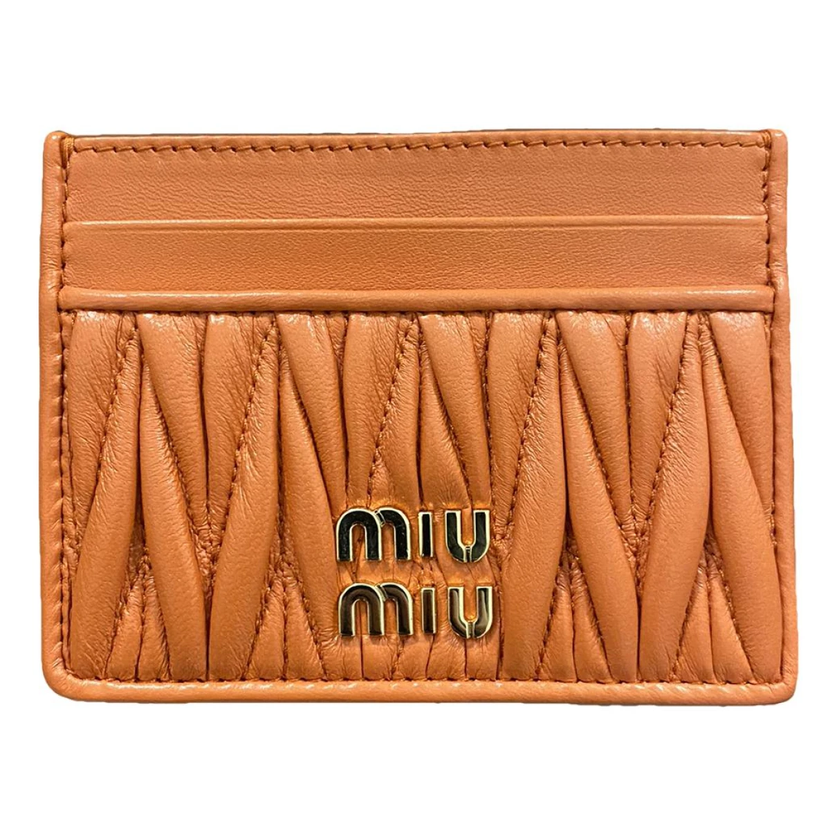 Pre-owned Miu Miu Leather Wallet In Orange
