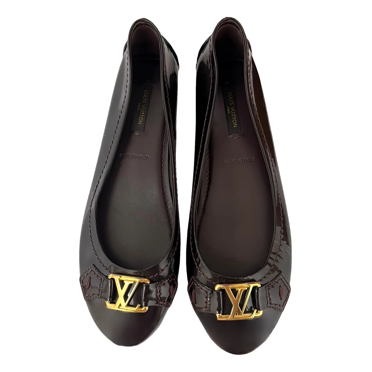 Pre-owned Louis Vuitton Patent Leather Ballet Flats In Brown