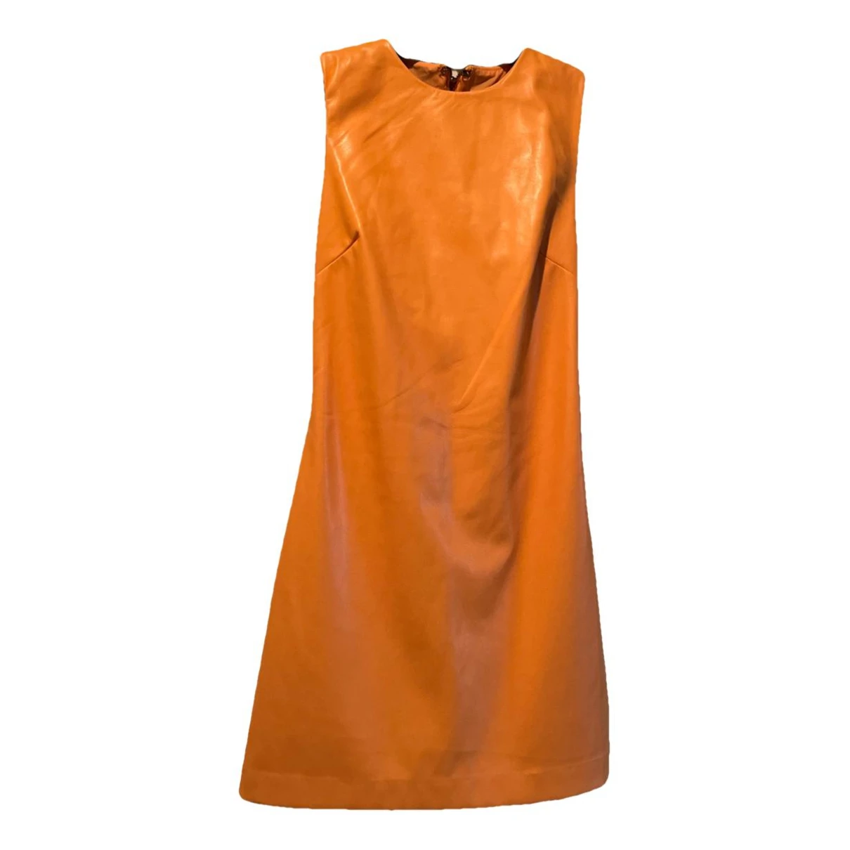 Pre-owned House Of Harlow 1960 Vegan Leather Mini Dress In Orange