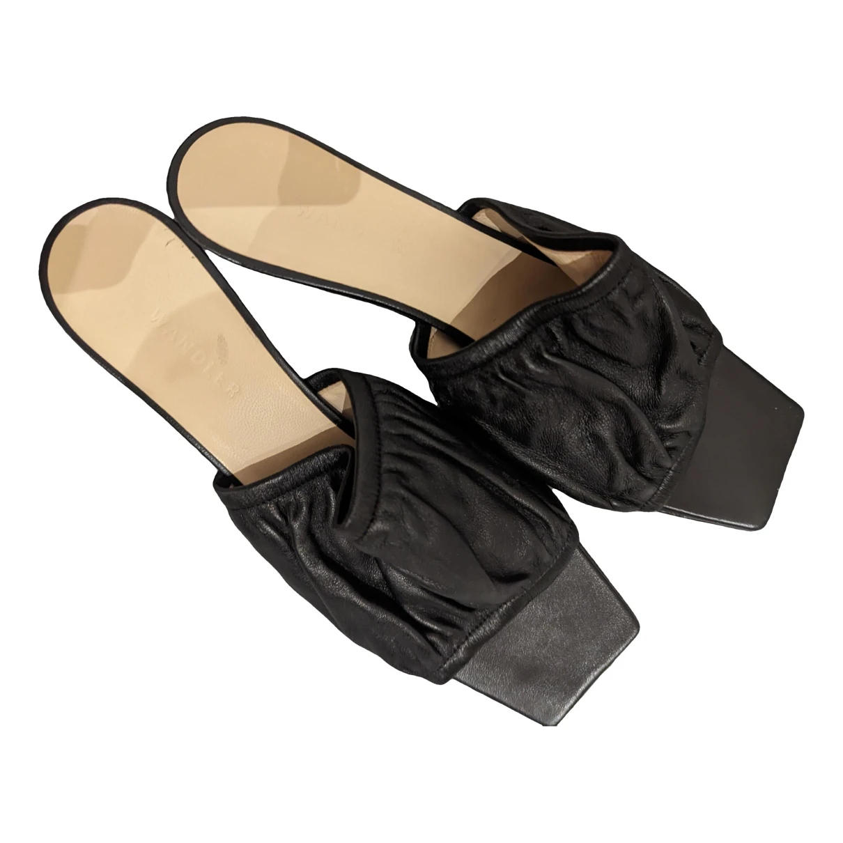 Pre-owned Wandler Leather Sandal In Black