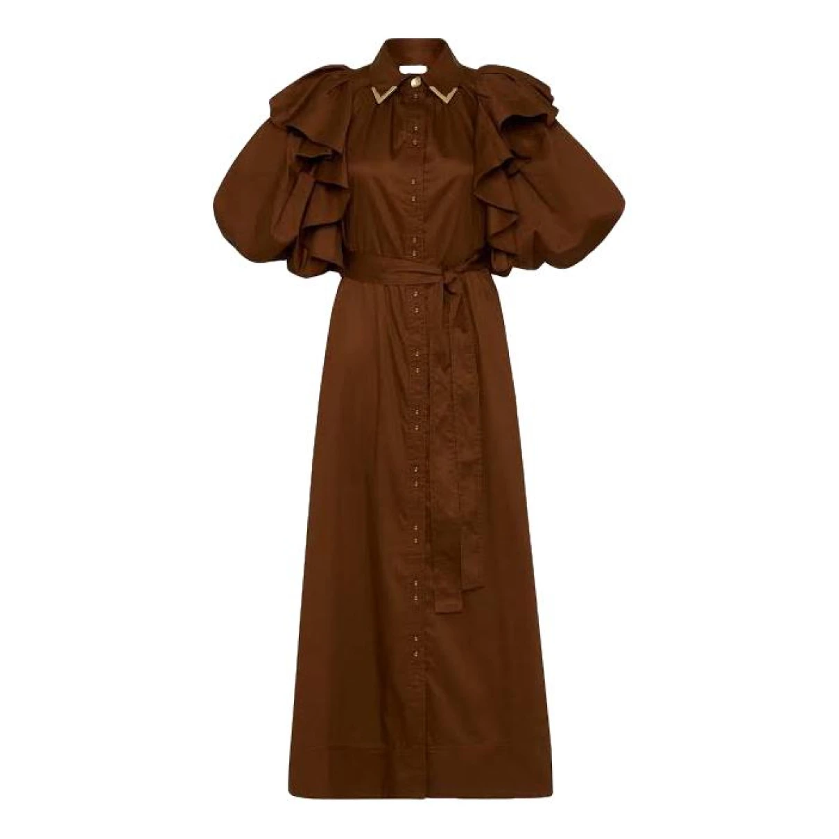Pre-owned Aje Linen Maxi Dress In Brown