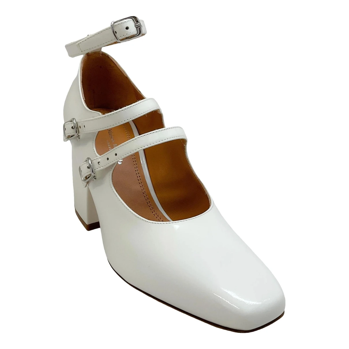 Pre-owned Maison Margiela Patent Leather Heels In White