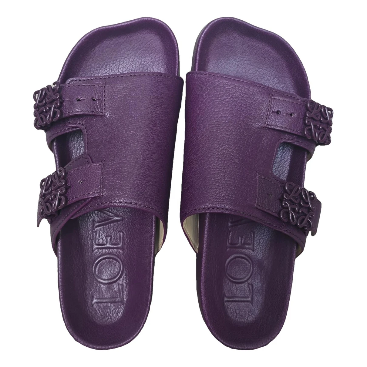Pre-owned Loewe Leather Flats In Purple