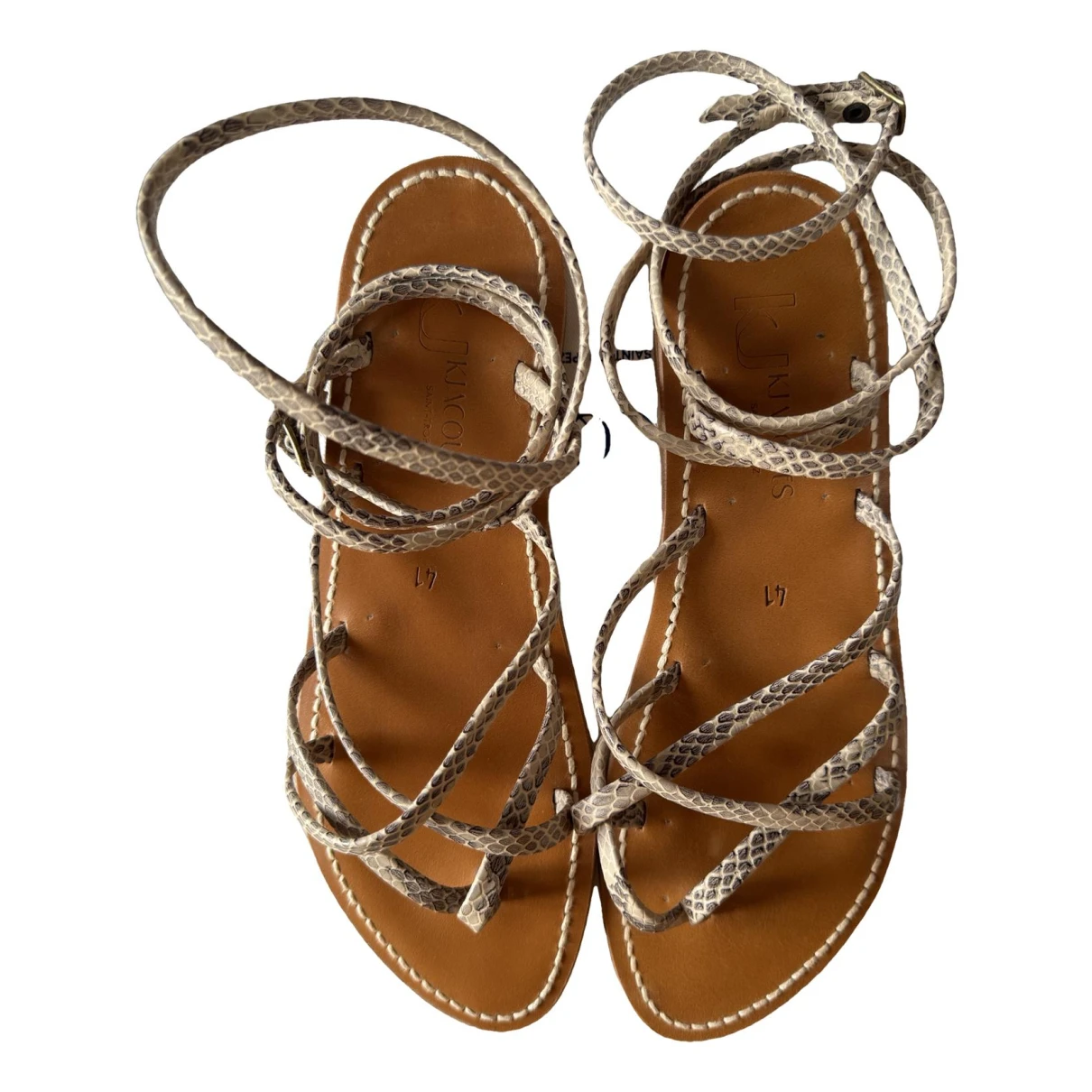 Pre-owned Kjacques Leather Sandal In Brown