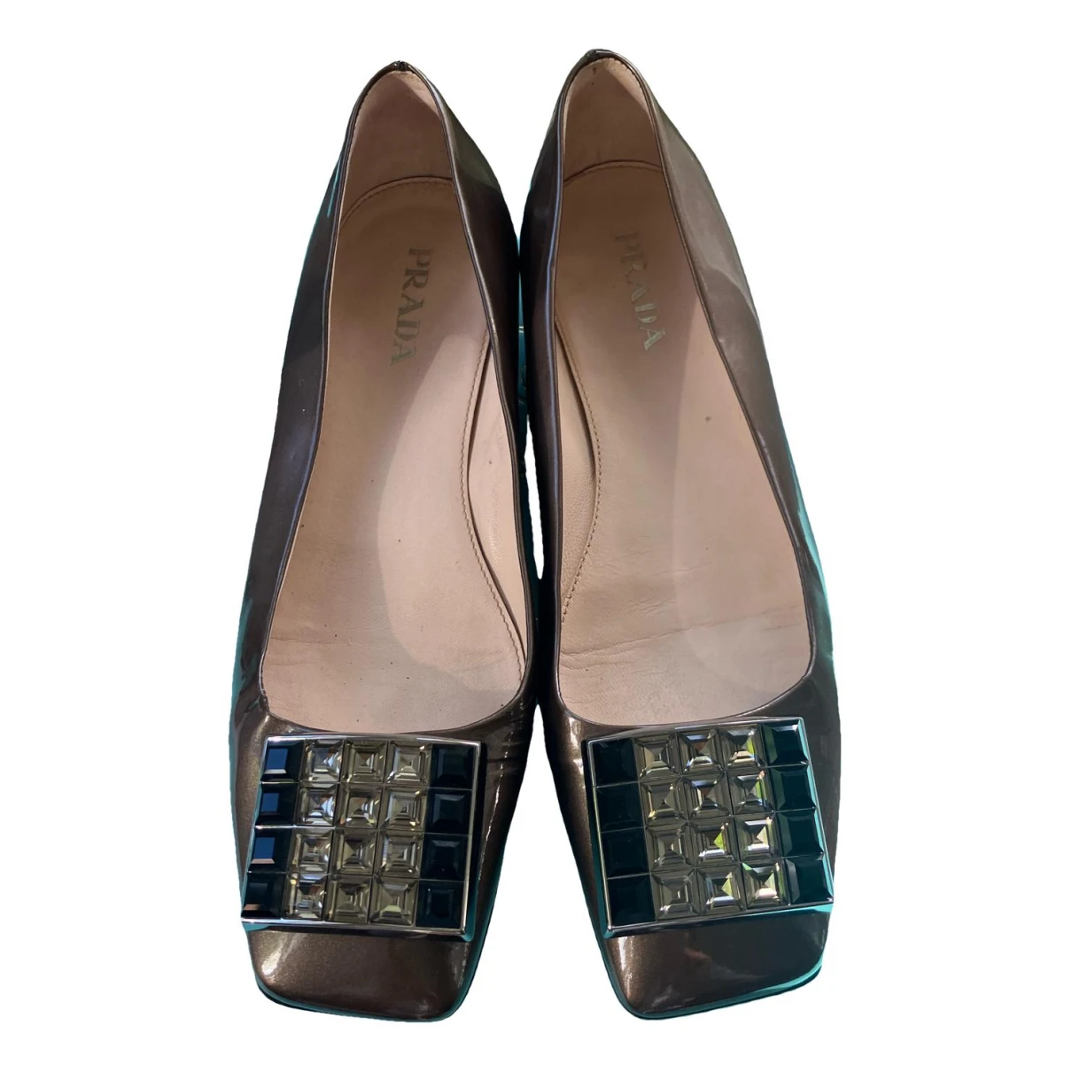 Pre-owned Prada Patent Leather Ballet Flats In Brown