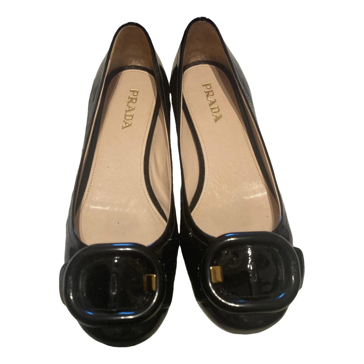 Pre-owned Prada Patent Leather Ballet Flats In Black