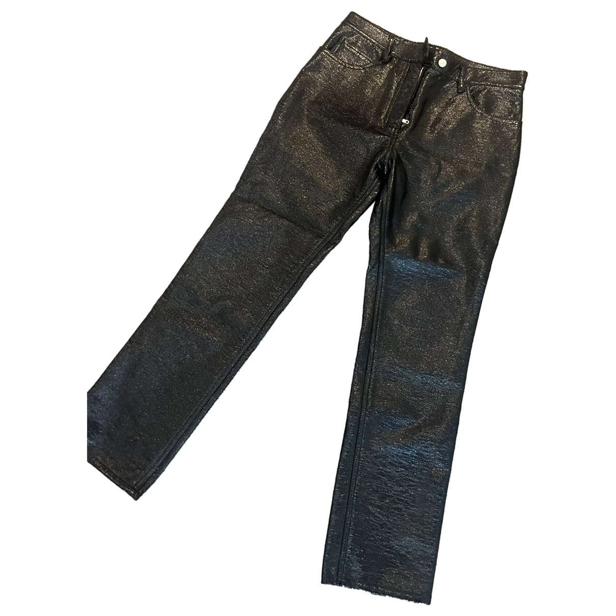 Pre-owned Courrèges Vegan Leather Slim Pants In Black