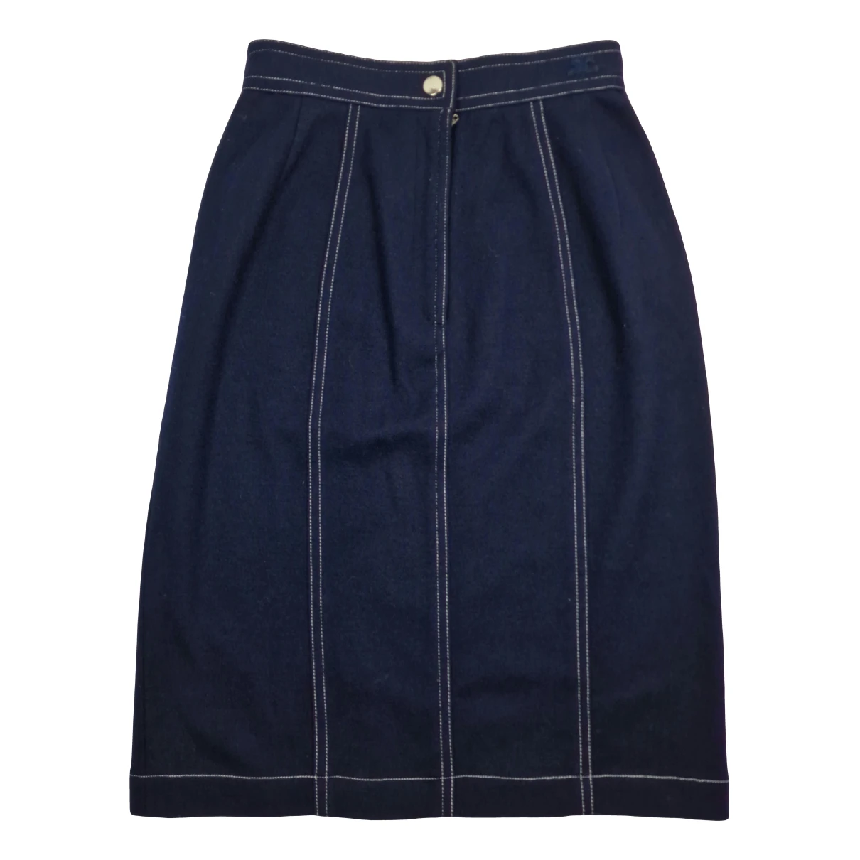 Pre-owned Courrèges Wool Mid-length Skirt In Blue