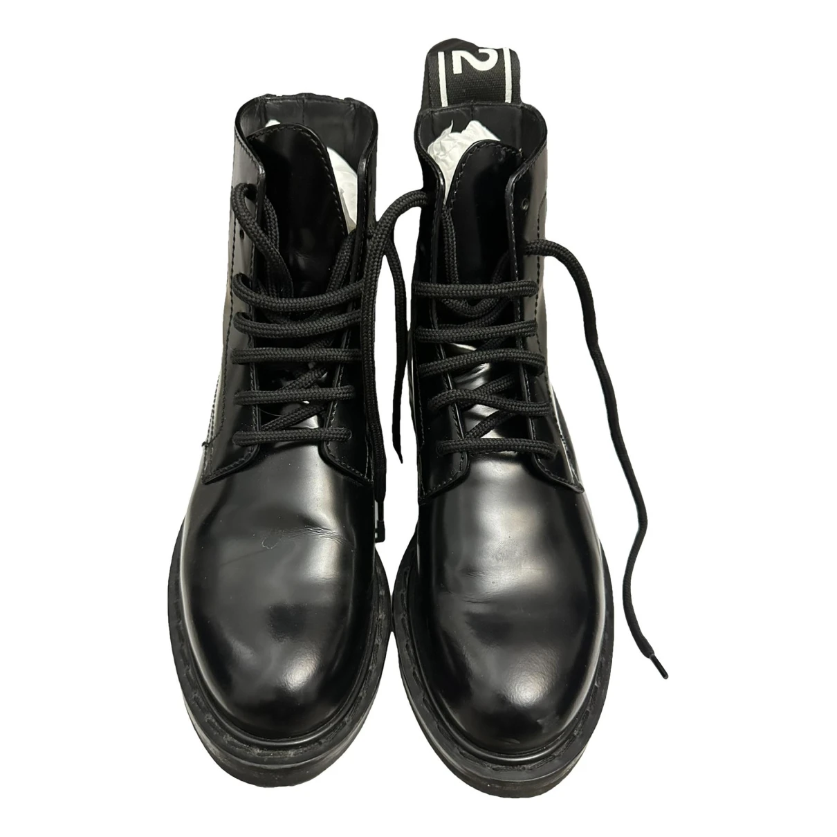 Pre-owned Dsquared2 Leather Lace Up Boots In Black