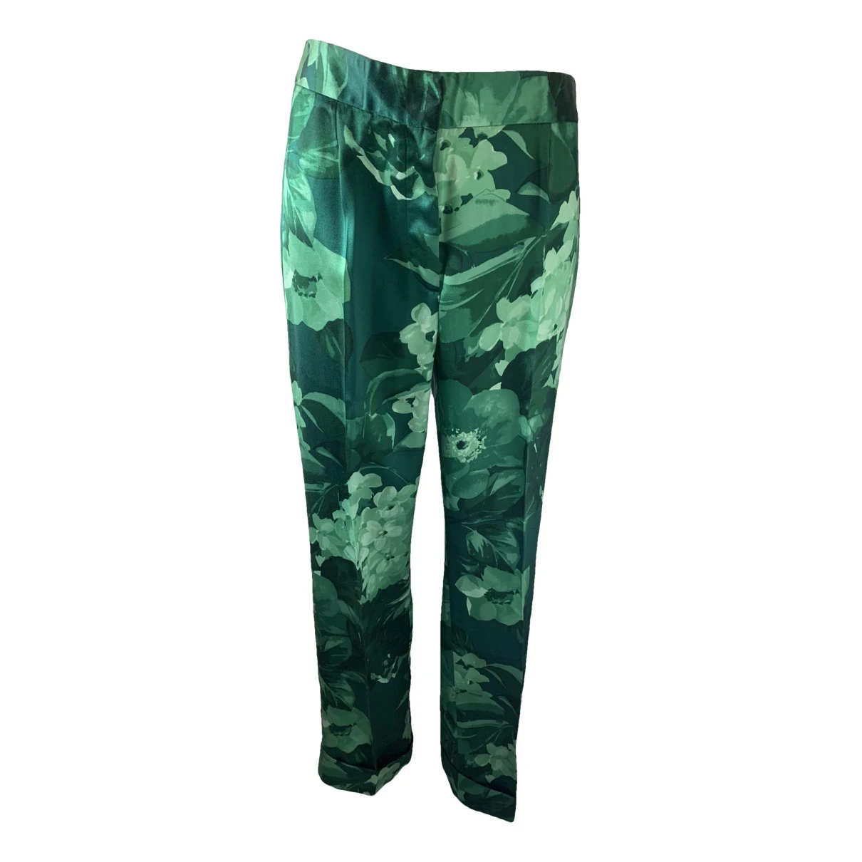 Pre-owned Dolce & Gabbana Silk Straight Pants In Green