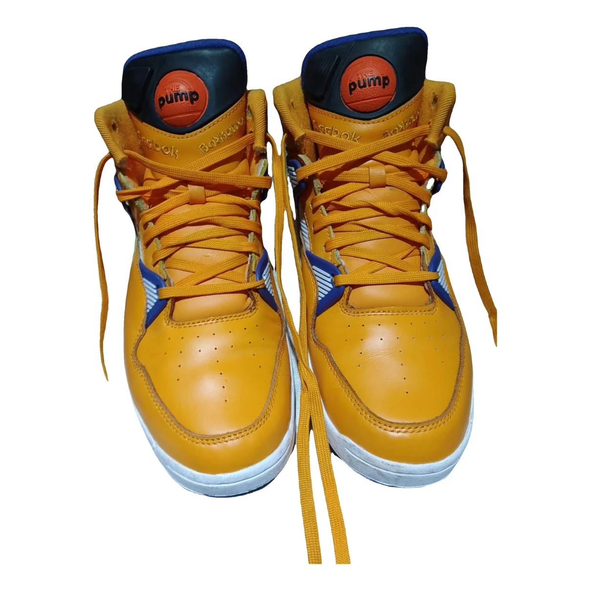 Pre-owned Reebok Leather High Trainers In Yellow