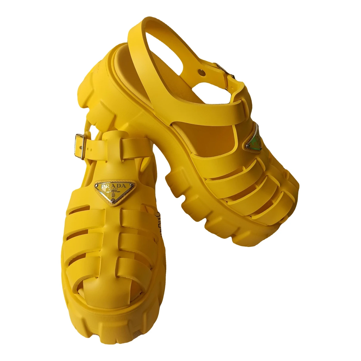 Pre-owned Prada Sandal In Yellow