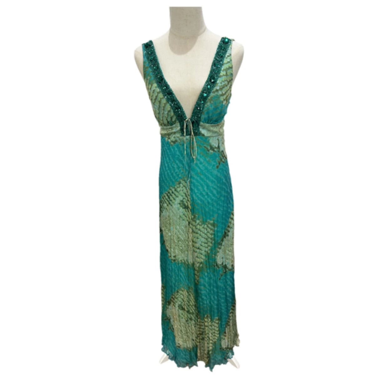 Pre-owned La Perla Silk Maxi Dress In Turquoise