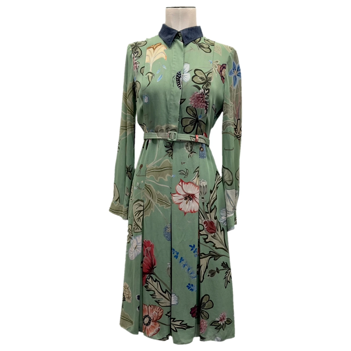 Pre-owned Gucci Silk Mid-length Dress In Green