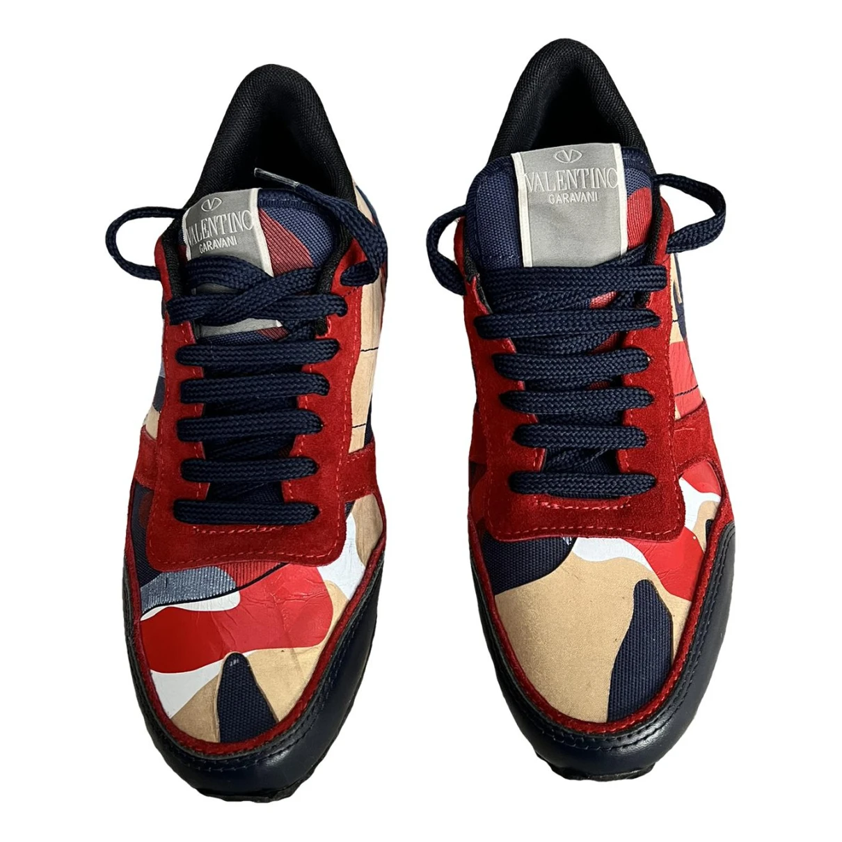 Pre-owned Valentino Garavani Rockrunner Leather Trainers In Red