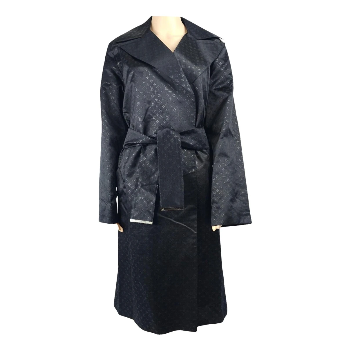 Pre-owned Louis Vuitton Silk Trench Coat In Black