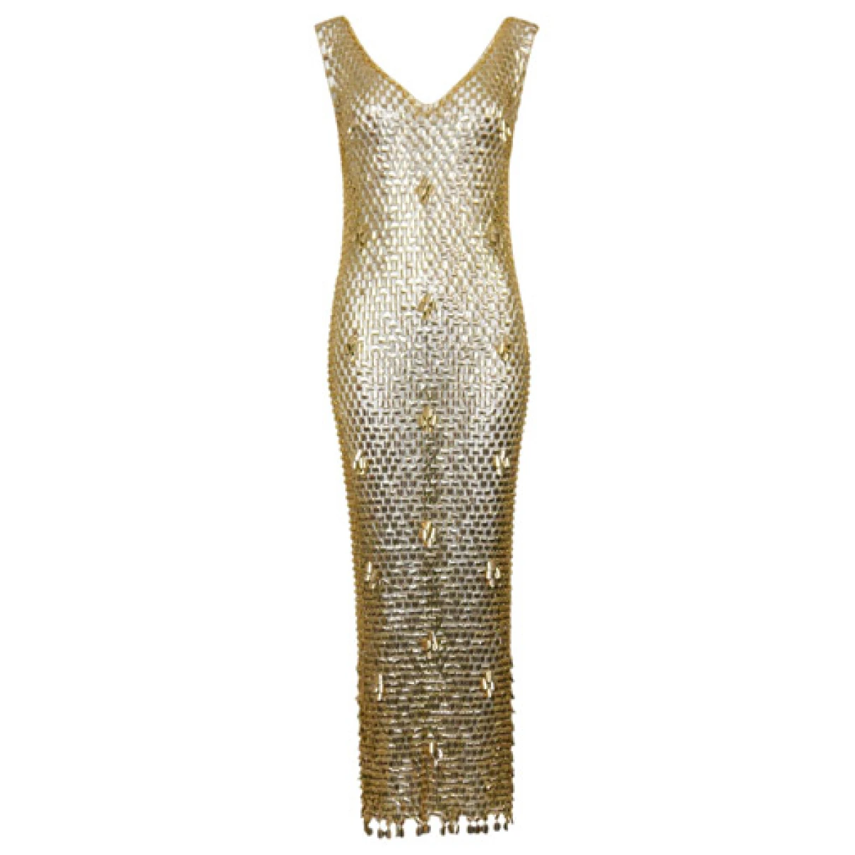 Pre-owned Paco Rabanne Glitter Maxi Dress In Gold