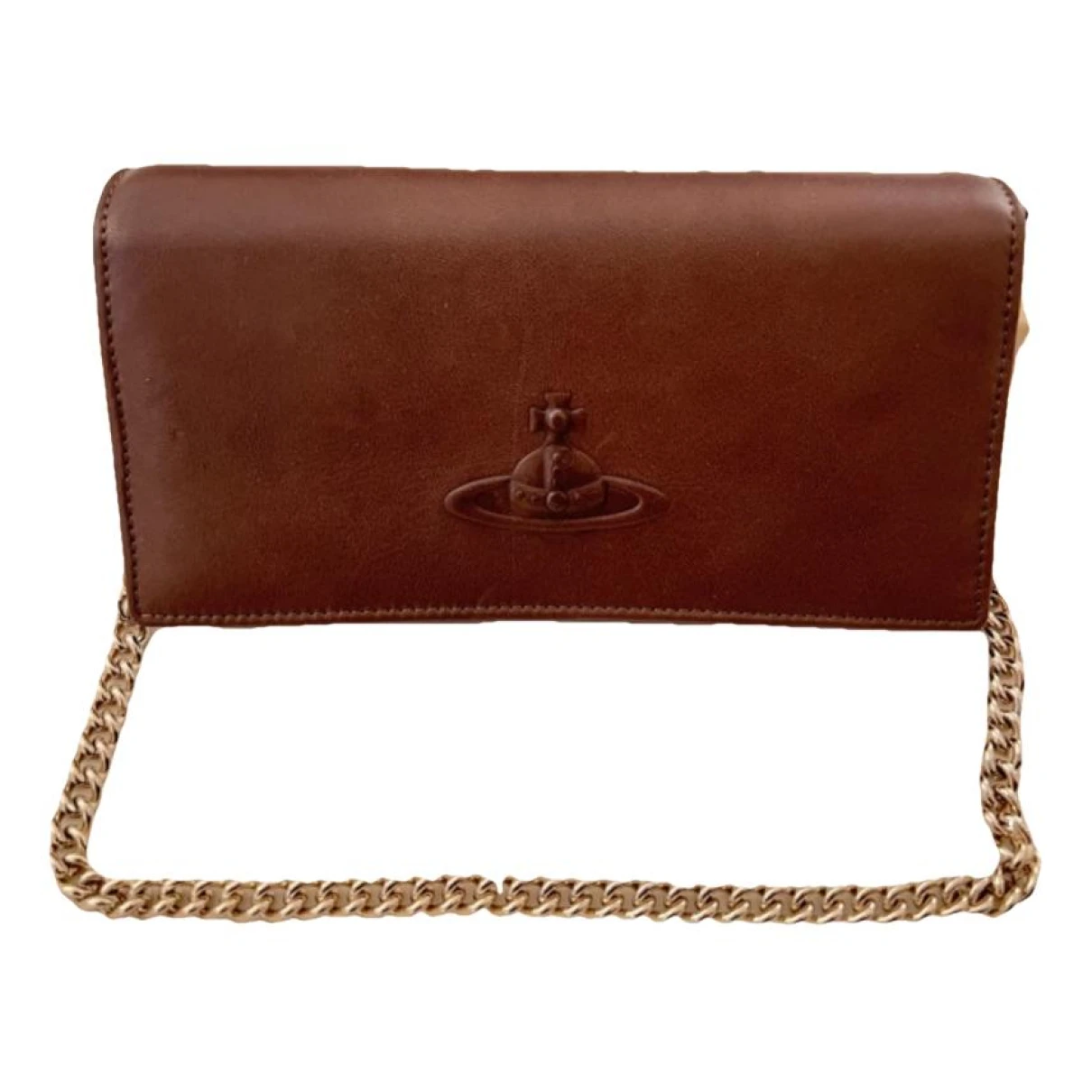 Pre-owned Vivienne Westwood Leather Clutch Bag In Brown