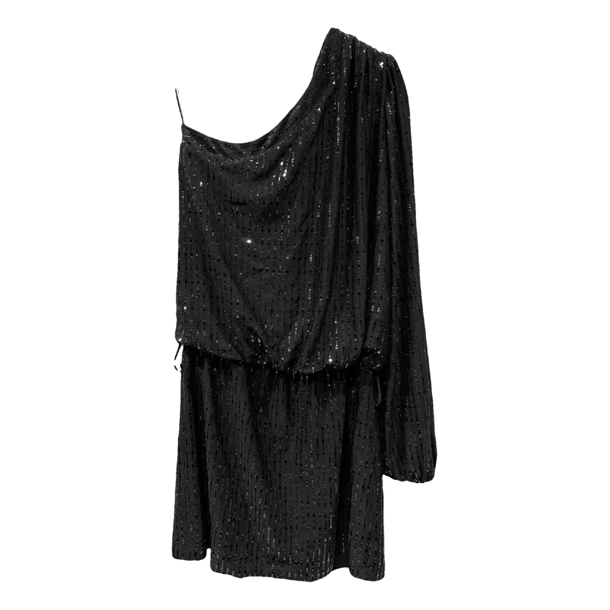Pre-owned Atos Lombardini Glitter Mini Dress In Black