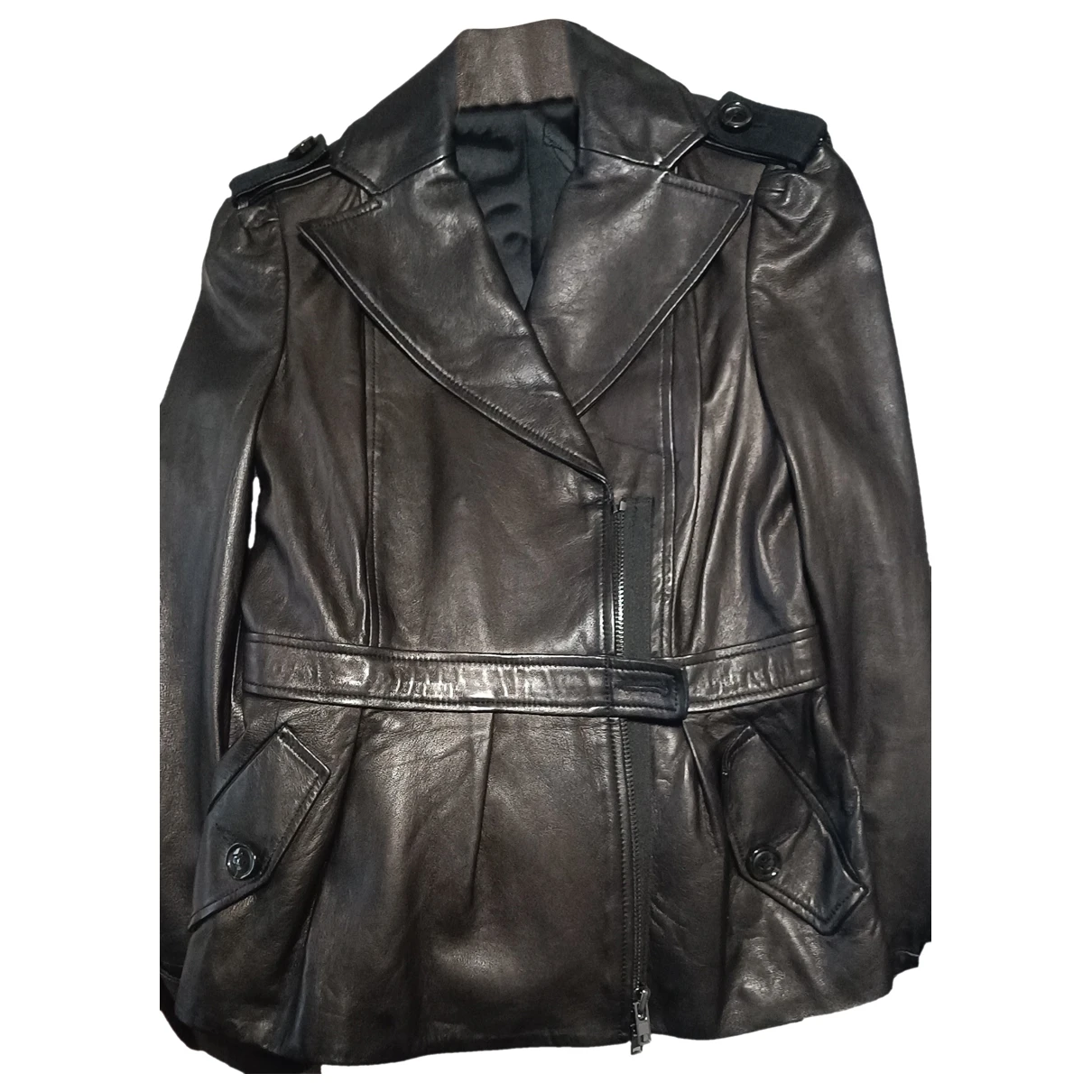 Pre-owned Diane Von Furstenberg Leather Biker Jacket In Black