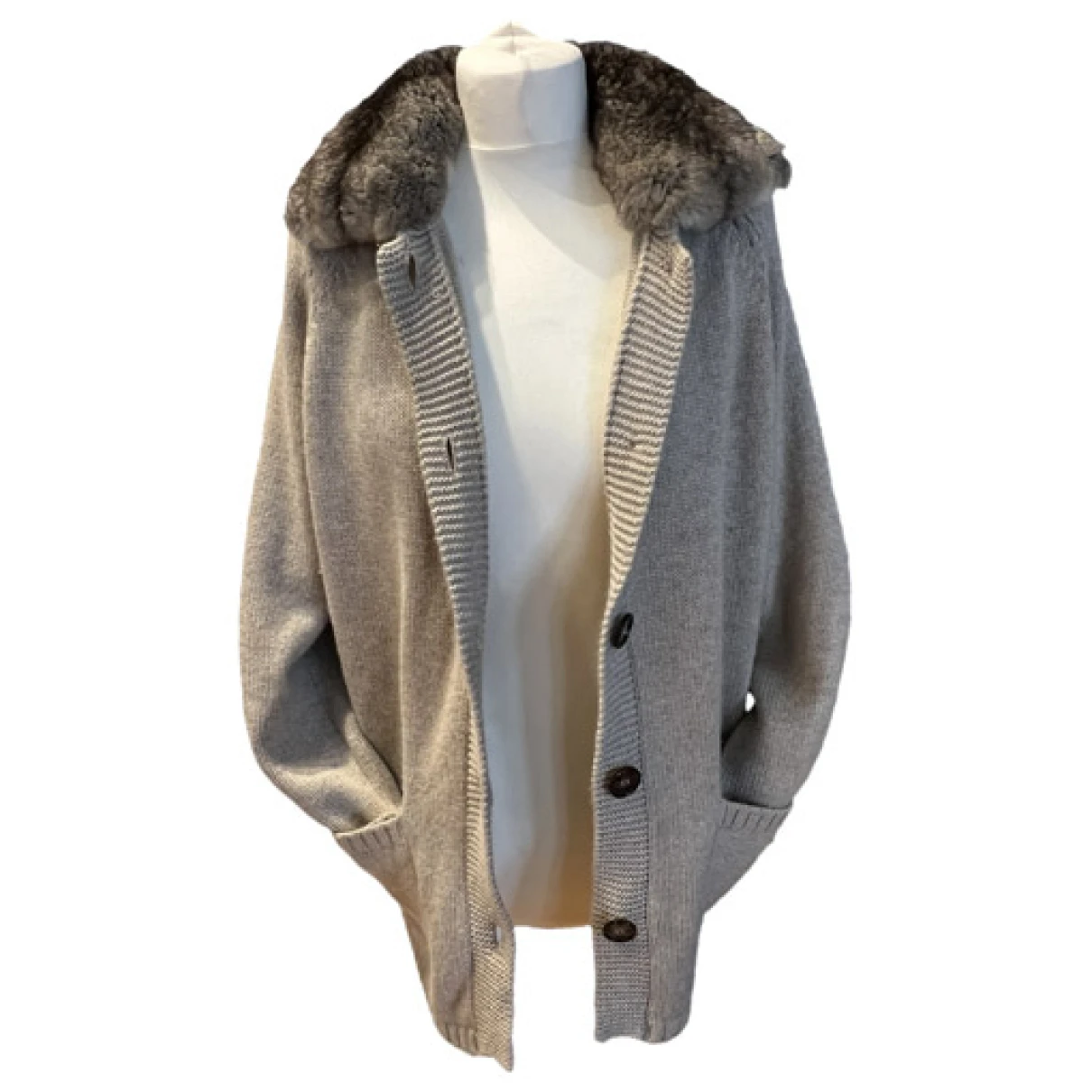 Pre-owned Max & Moi Cashmere Cardigan In Beige