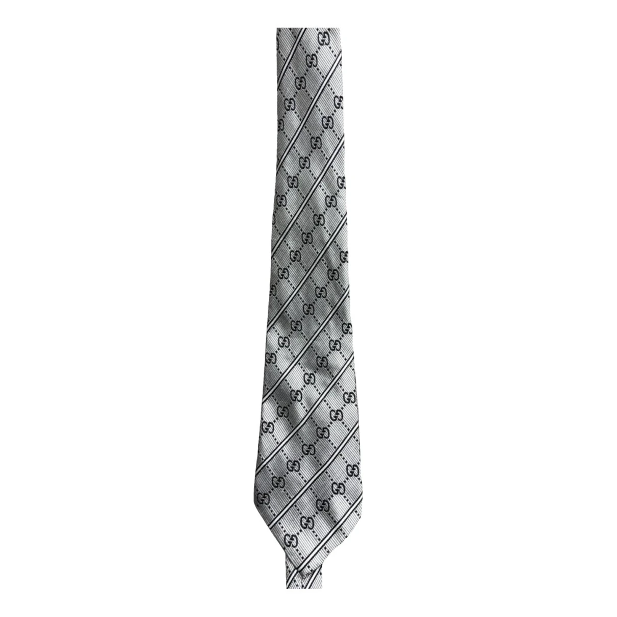 Pre-owned Gucci Silk Tie In Grey