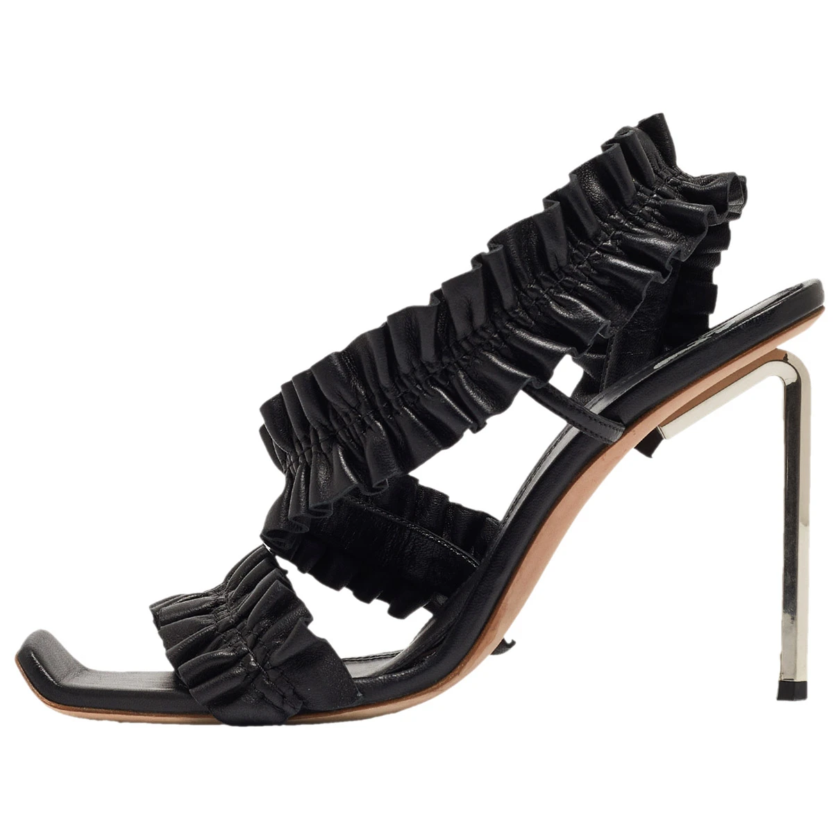 Pre-owned Off-white Patent Leather Sandal In Black