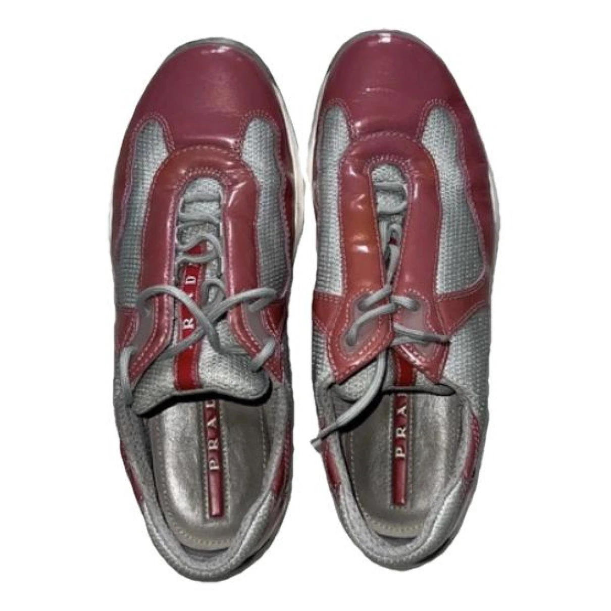 Pre-owned Prada Patent Leather Trainers In Pink