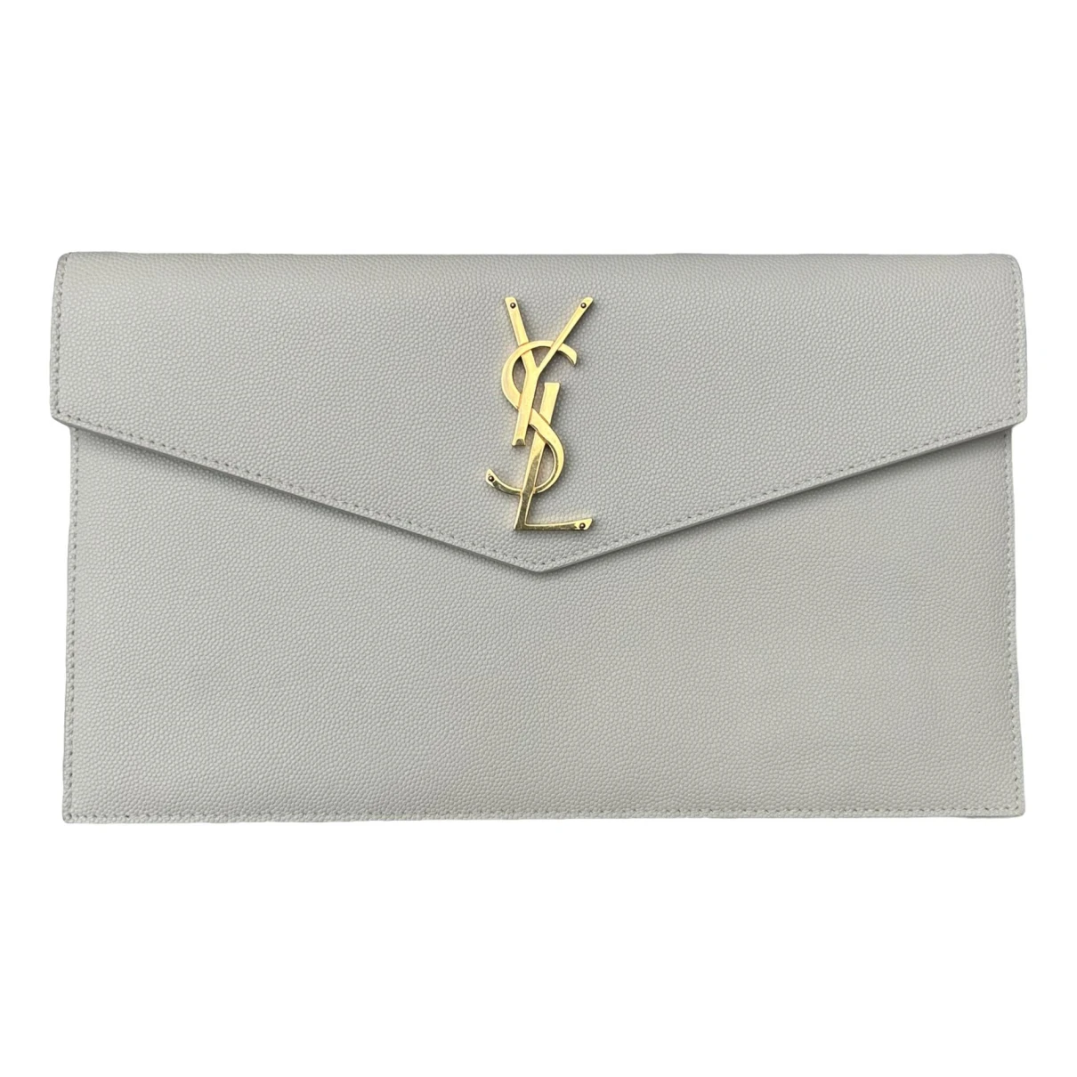 Pre-owned Saint Laurent Leather Clutch Bag In White