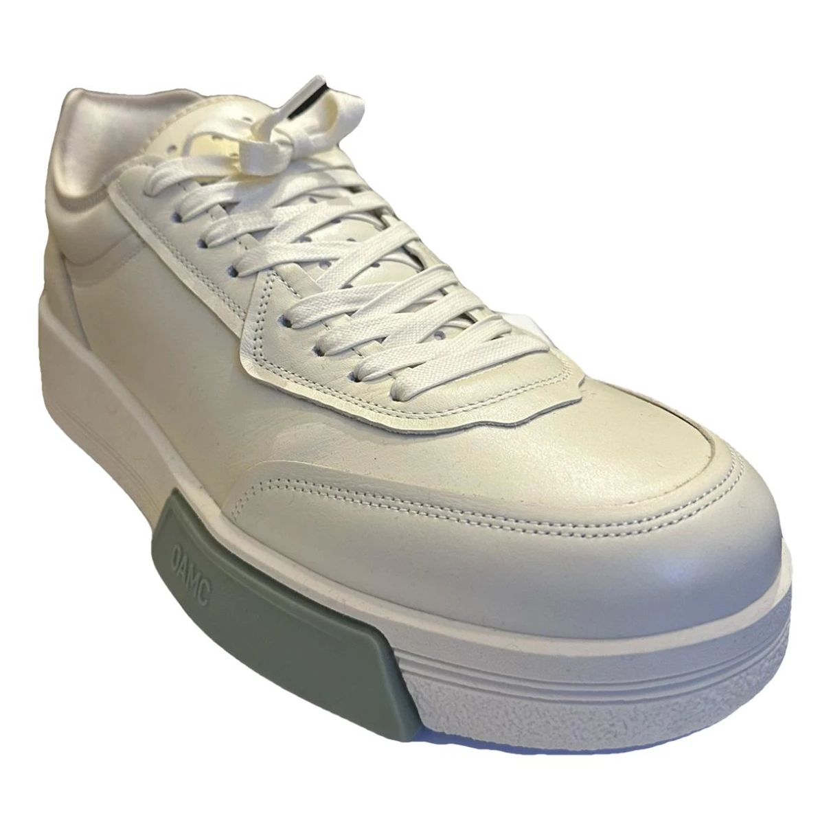 Pre-owned Oamc Leather Low Trainers In Ecru