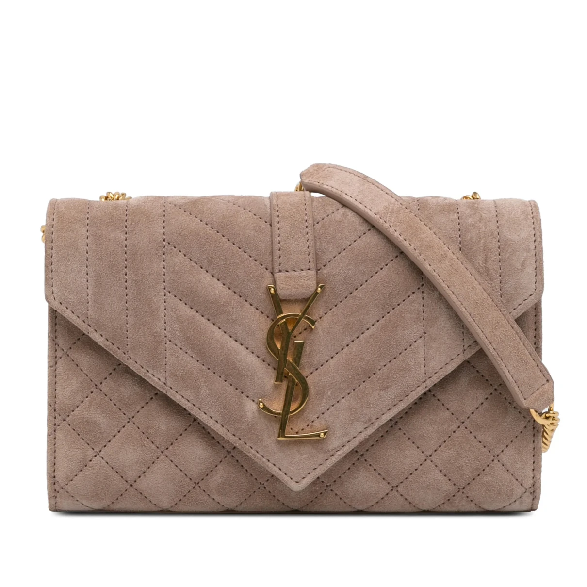 Pre-owned Saint Laurent Envelope Leather Crossbody Bag In Brown