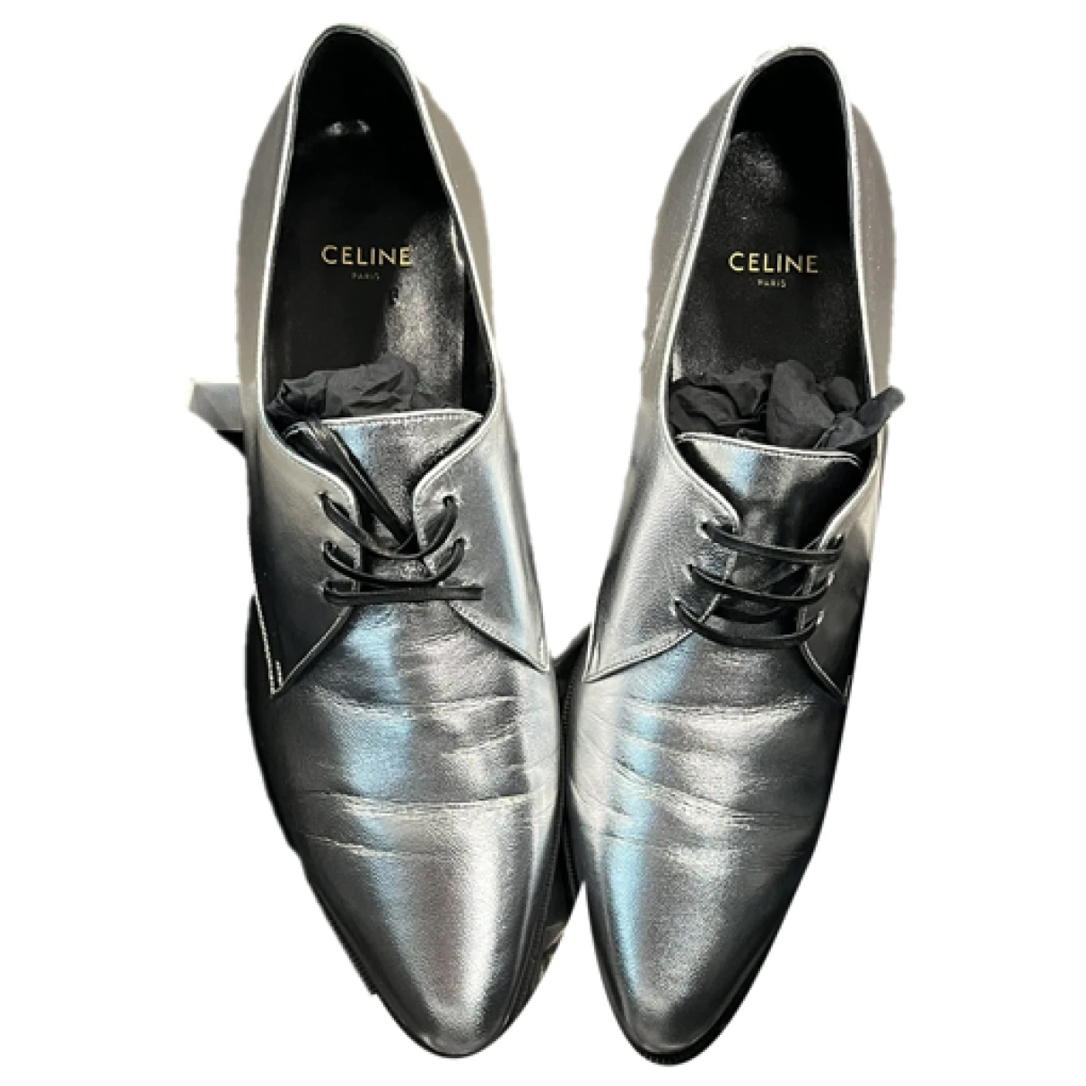 Pre-owned Celine Leather Flats In Metallic