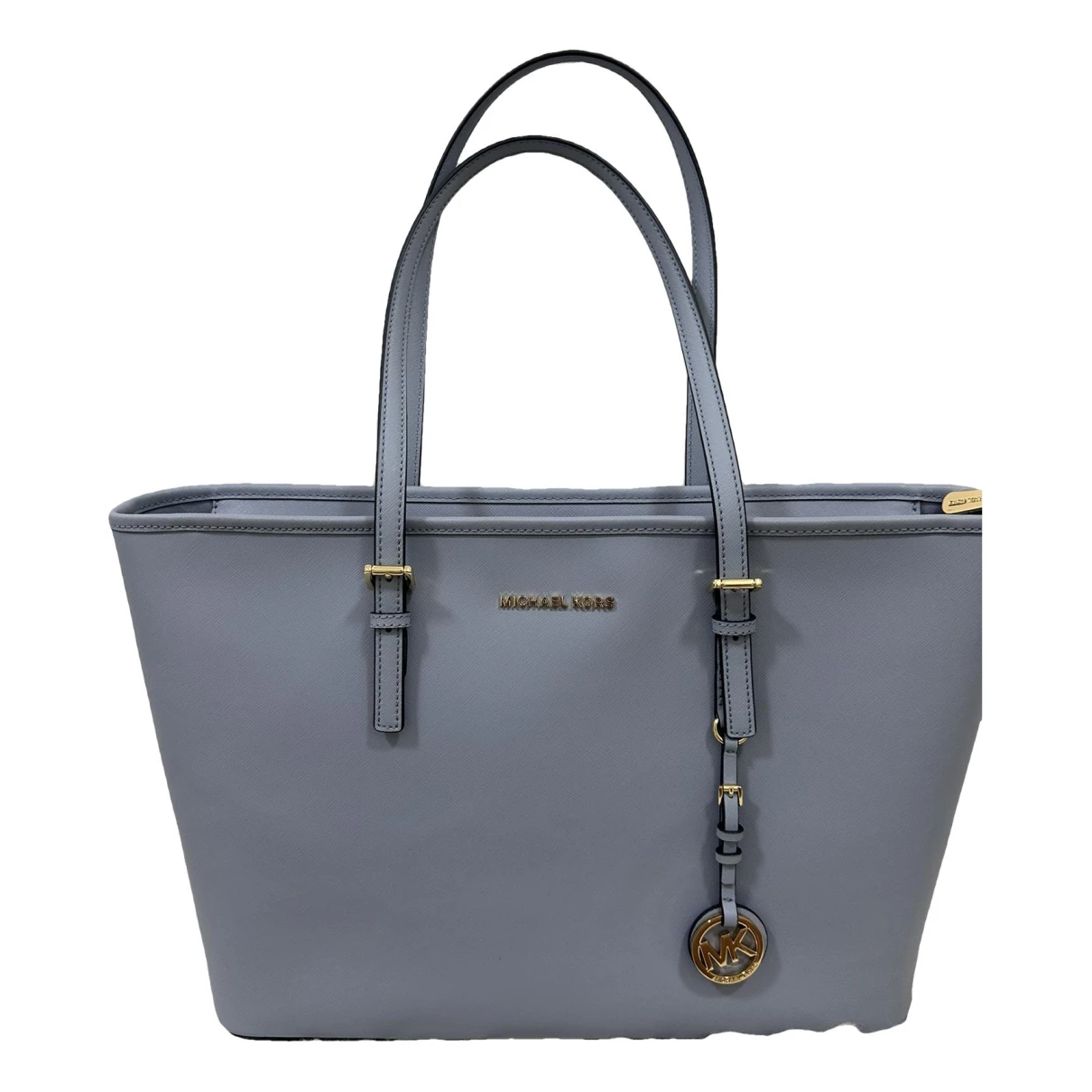 Pre-owned Michael Kors Jet Set Leather Tote In Blue