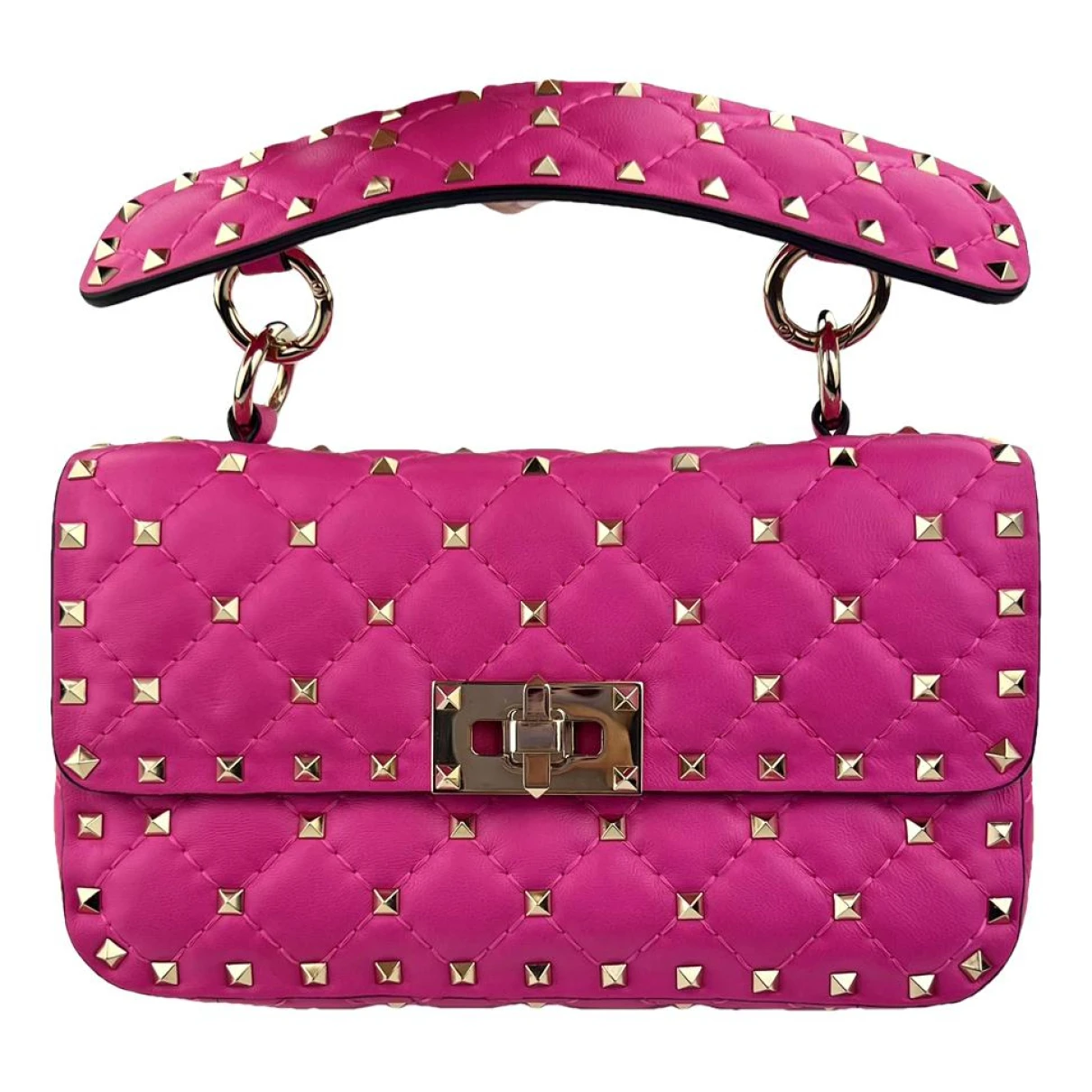 Pre-owned Valentino Garavani Rockstud Spike Leather Crossbody Bag In Pink