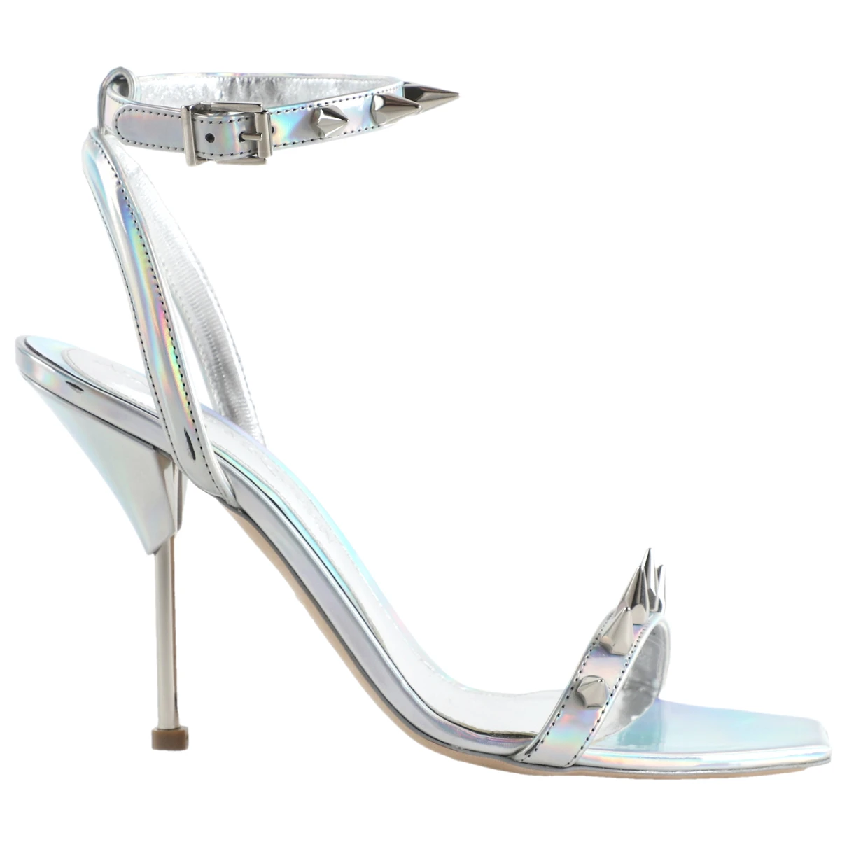 Pre-owned Alexander Mcqueen Patent Leather Sandal In Silver