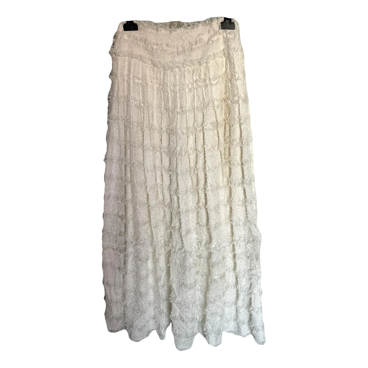Pre-owned Chanel Silk Maxi Skirt In White